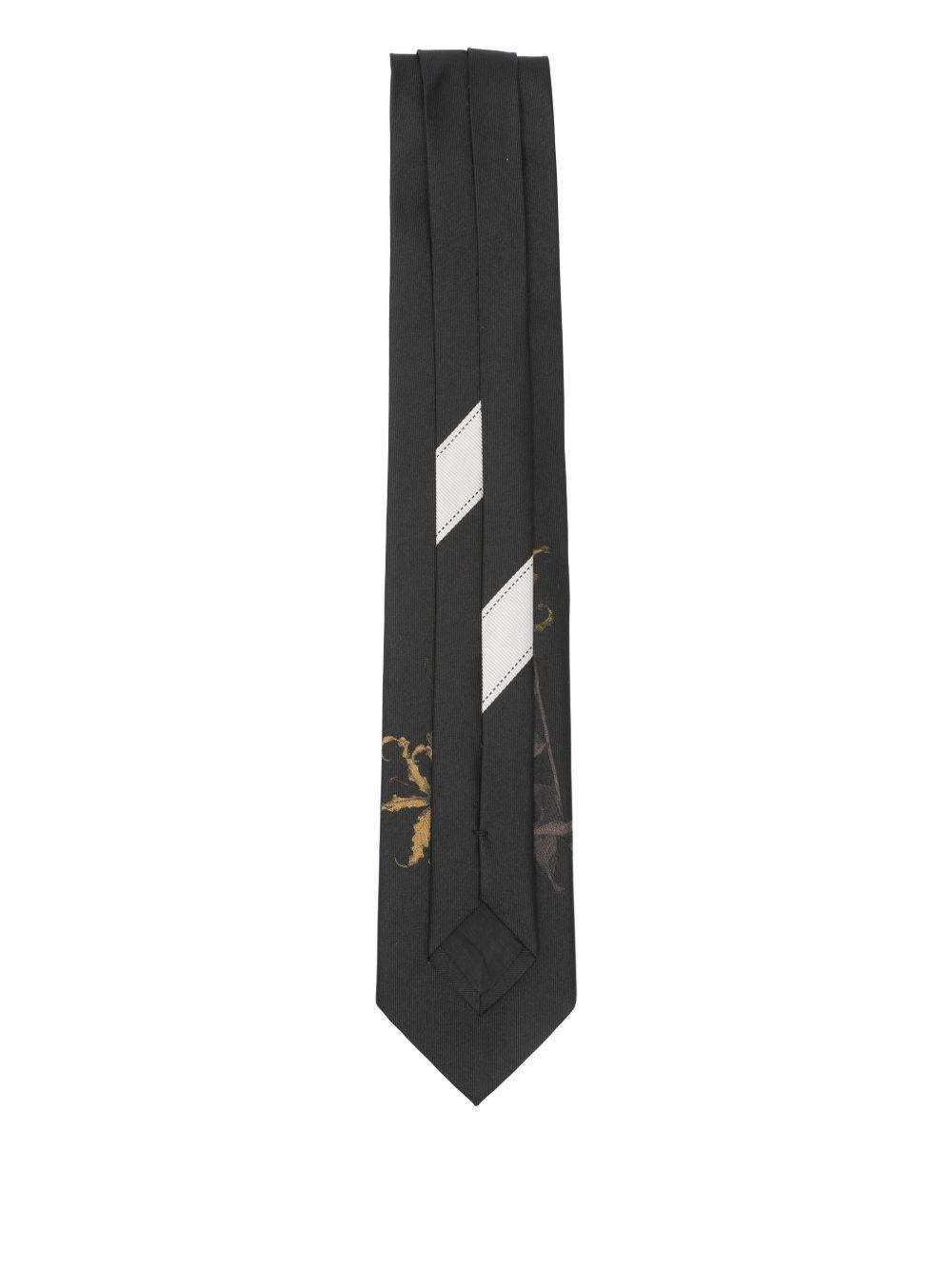 Printed Silk Tie<BR/> TIE102Q2906 203 MUSTARD DRIES VAN NOTEN