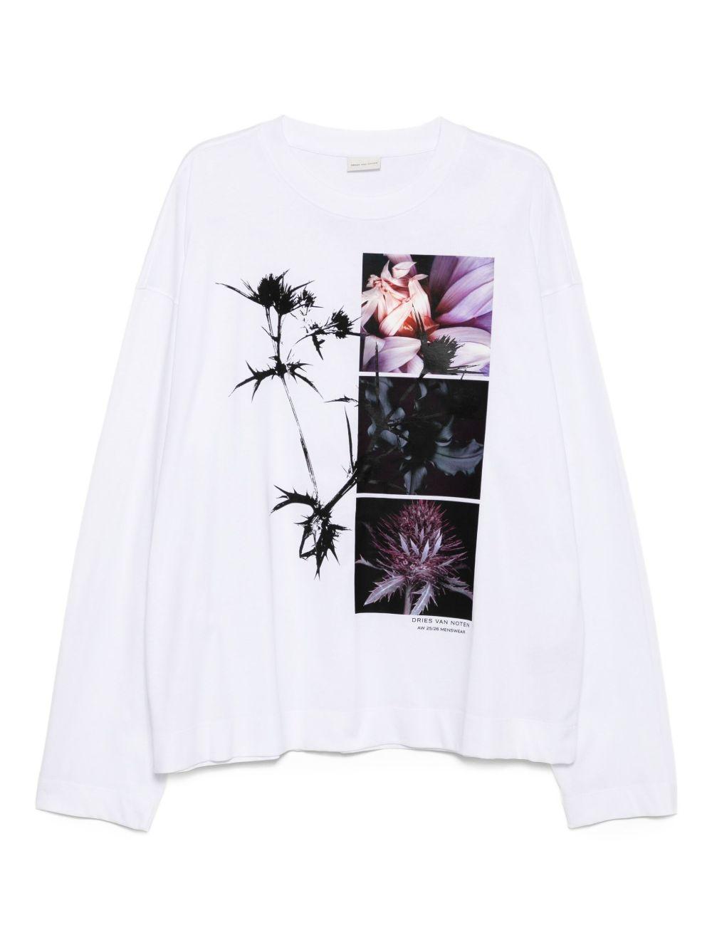 Printed cotton-jersey T-shirt HEGLANDPR2603 1 WHITE DRIES VAN NOTEN