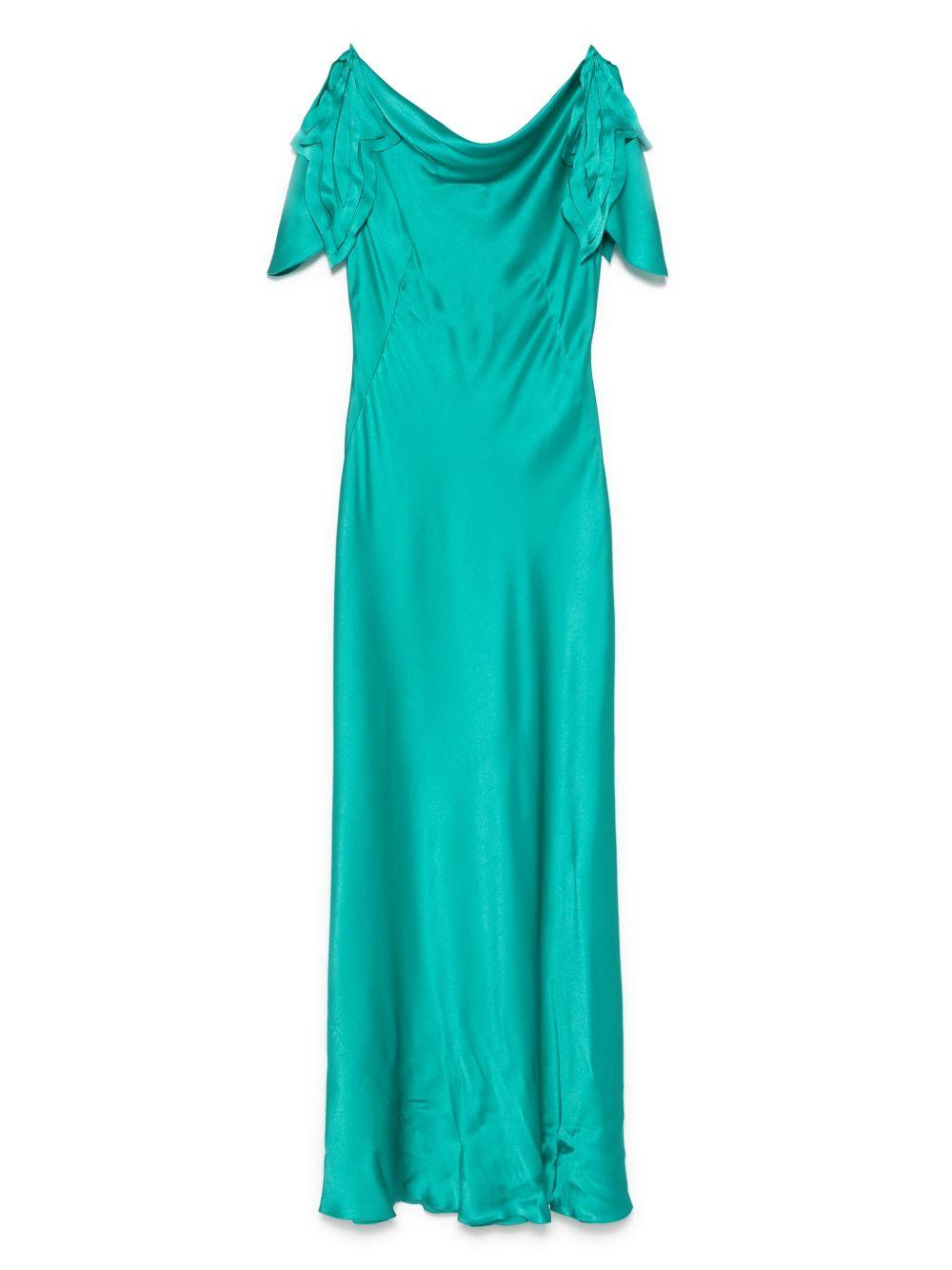 Abito lungo in satin con maniche laserate A0469119 370 ALBERTA FERRETTI