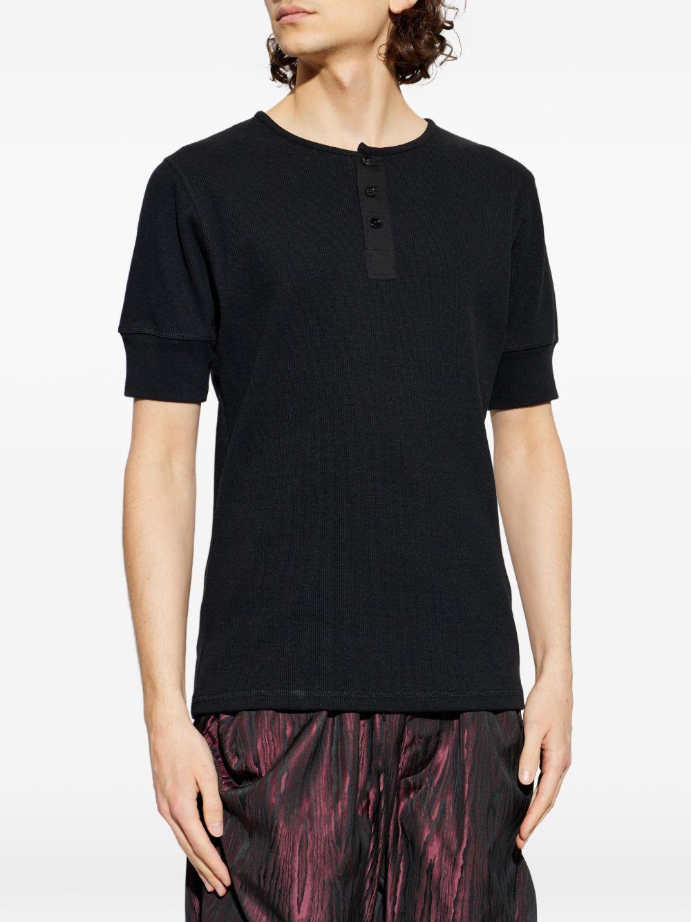 Rib Henley Top in Jersey TS0007LJ1030 BK999 BLACK LEMAIRE