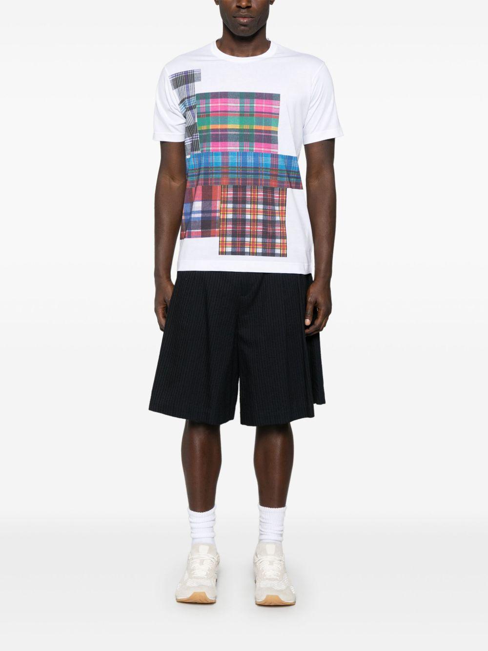 Men's Tartan Print T-Shirt - White FOT008S25 1 WHITE CHECK COMME DES GARCONS SHIRT