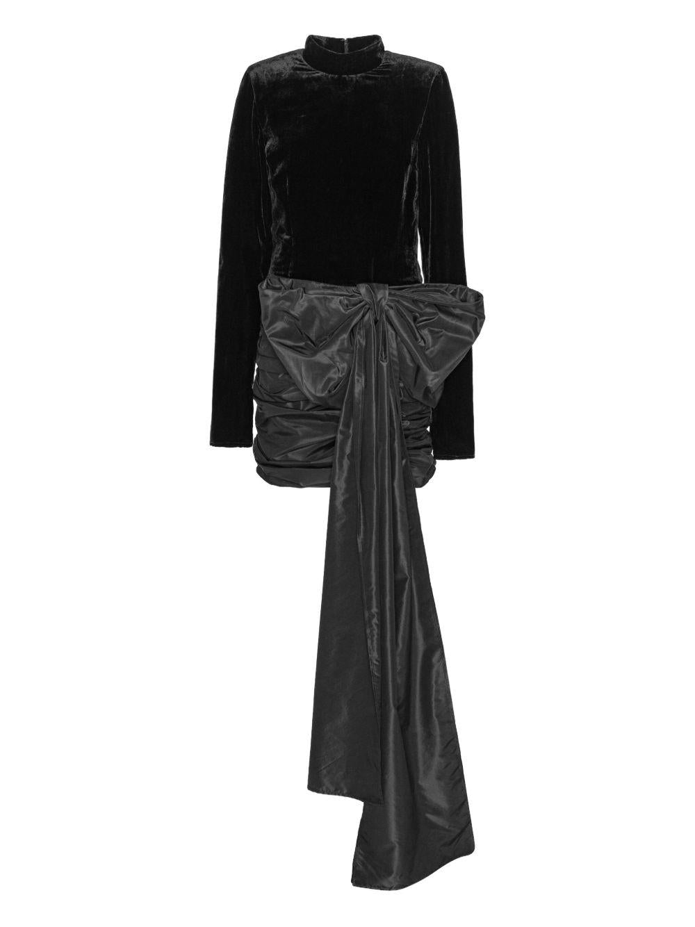 Velvet Bow Mini Dress Black 115246100 100 BLACK ROTATE