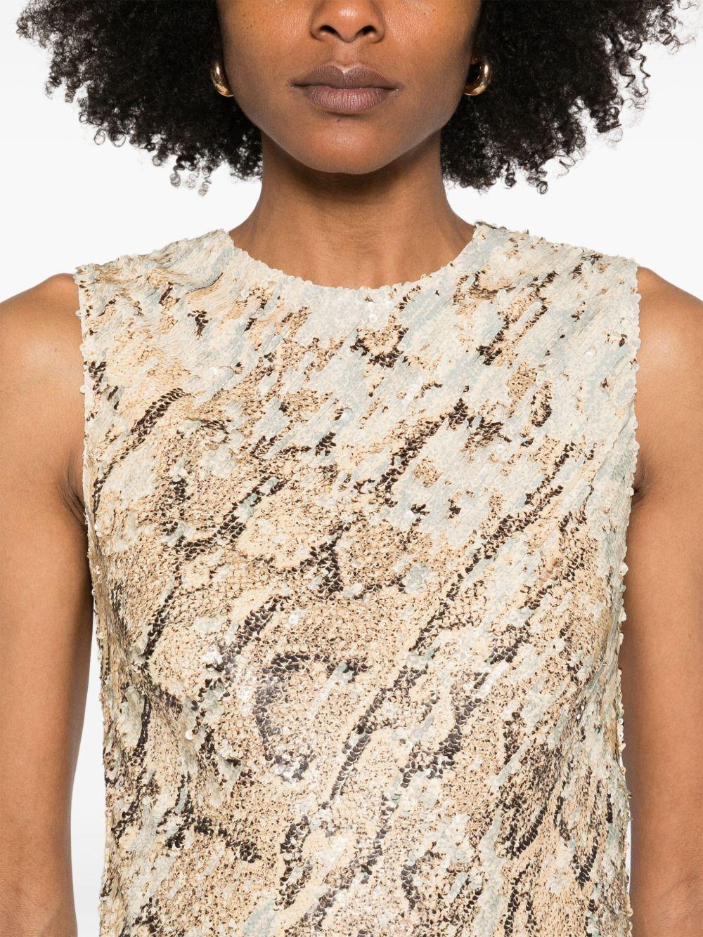 Abito con effetto serpente decorato con paillettes.<BR/> 2510110551482 103 BEIGE DRIES VAN NOTEN
