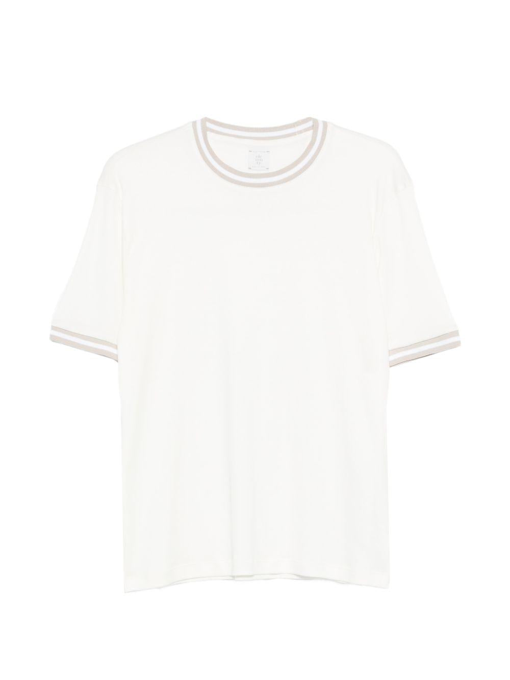 T-shirt girocollo in jersey di cotone M75TSHM13TES0M291 010301 BIANCO TORTORA ELEVENTY