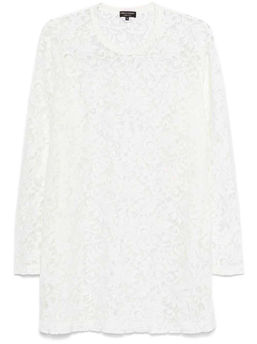 White Raschel Lace T-shirt POT034 2 OFF WHITE COMME DES GARCONS HOMME PLUS
