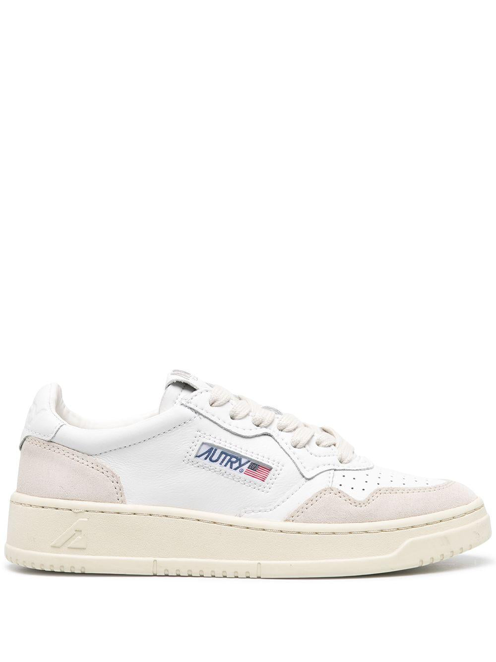 Sneakers Medalist Low in Pelle Bianca e Suede Beige AULWLS33 WHITE AUTRY