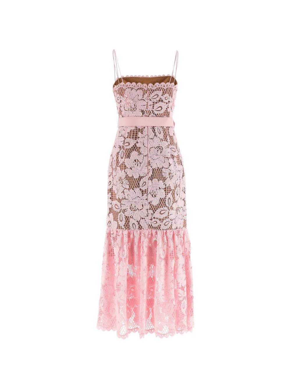 Pink Crochet Lace Midi Dress SS26007MAP PINK SELF-PORTRAIT
