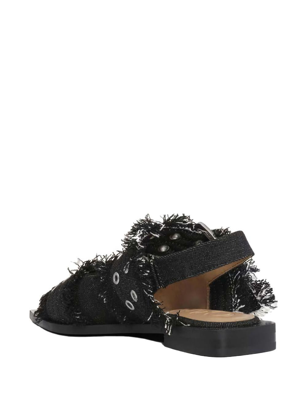 Buckle Ballerinas in Denim S3006 099 BLACK GANNI