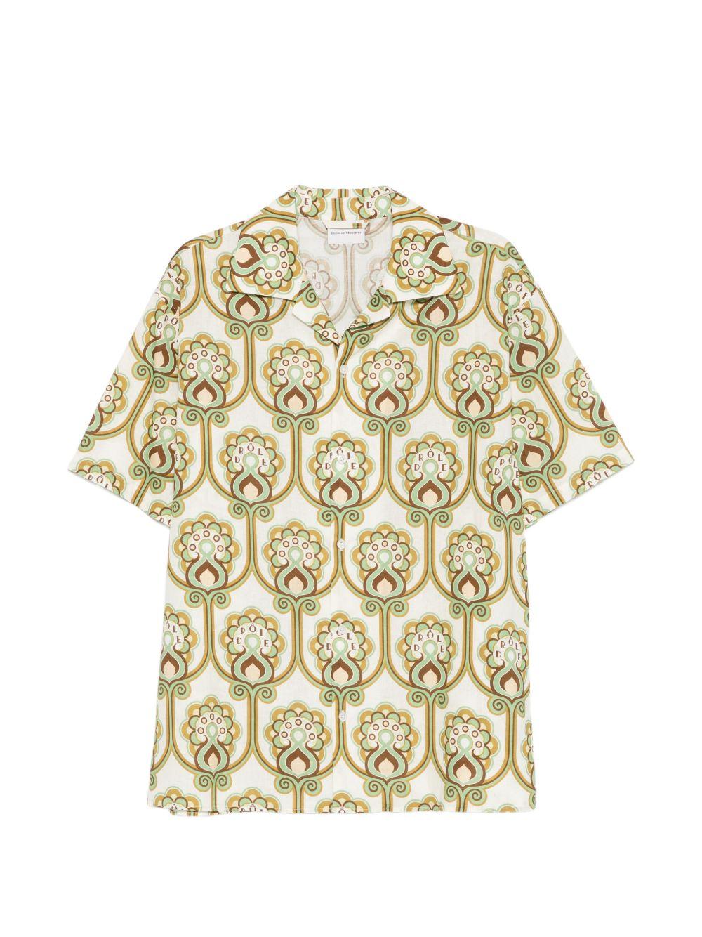 Chemise Tapisserie Florale Lin JSH228LI012 GREEN DROLE DE MONSIEUR