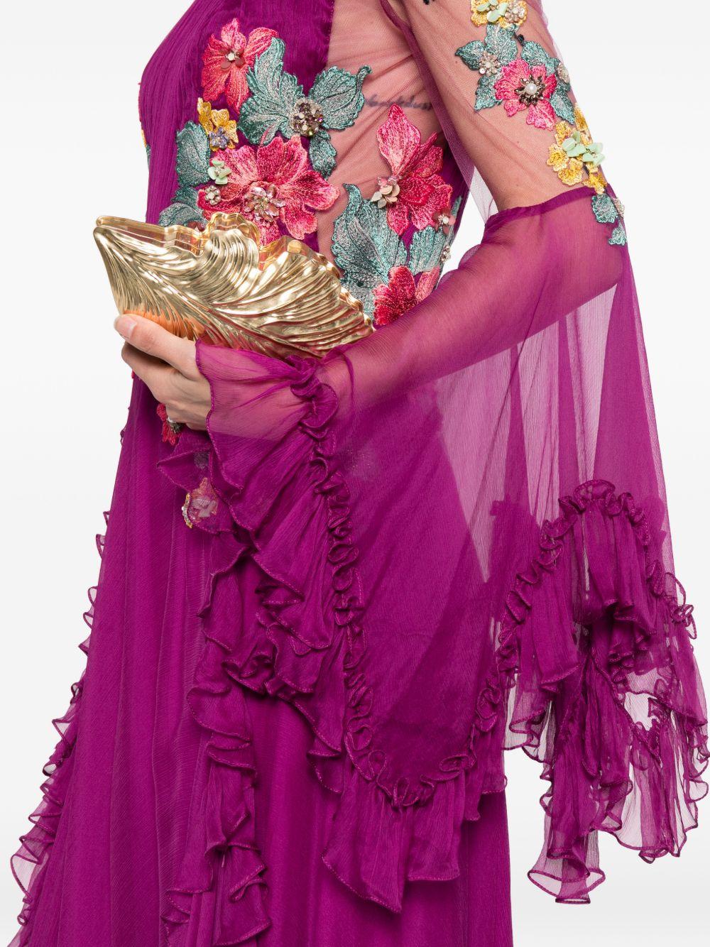 Zilara Crinkle Silk Chiffon Gown PS2660 BERRY FUCHSIA COSTARELLOS