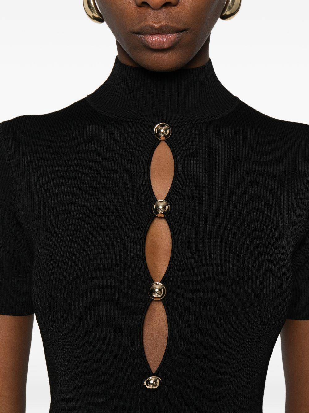 Robe mi-longue à boutonnière RS26138MB BLACK SELF-PORTRAIT