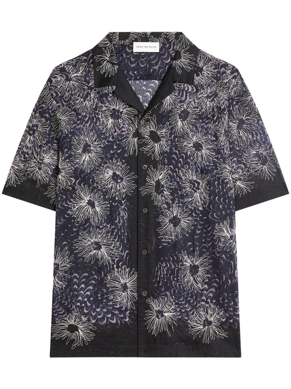 Camicia ricamata 2510207481162 509 NAVY DRIES VAN NOTEN