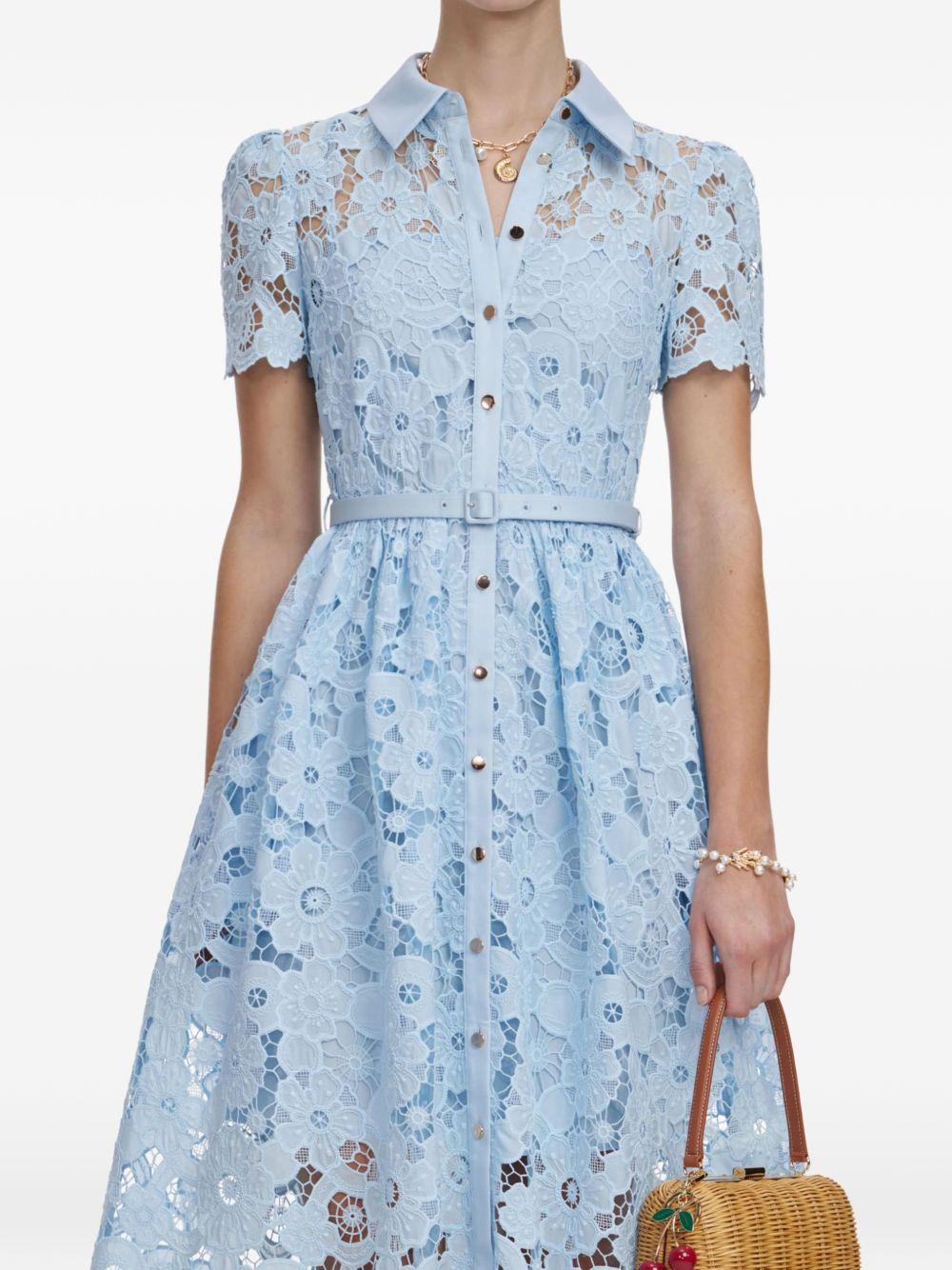 Abito Midi in Pizzo Floreale con Colletto AC26024MBL BLUE SELF-PORTRAIT