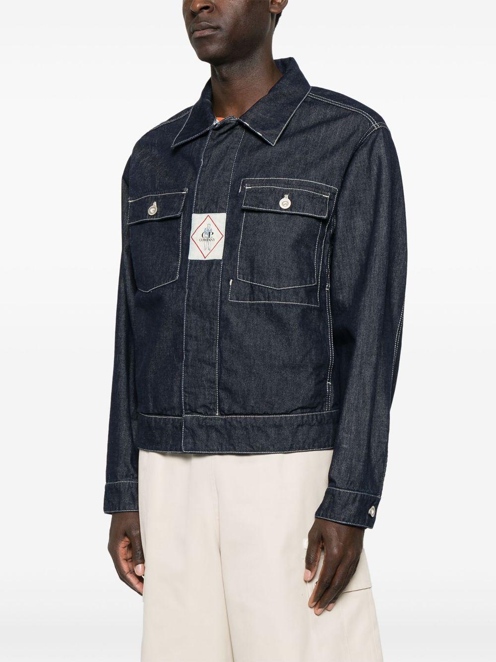 3/1 Hand Plated Denim Short Jacket 18CMOW188A110295H D08 DENIM NORMAL WASHED CP COMPANY