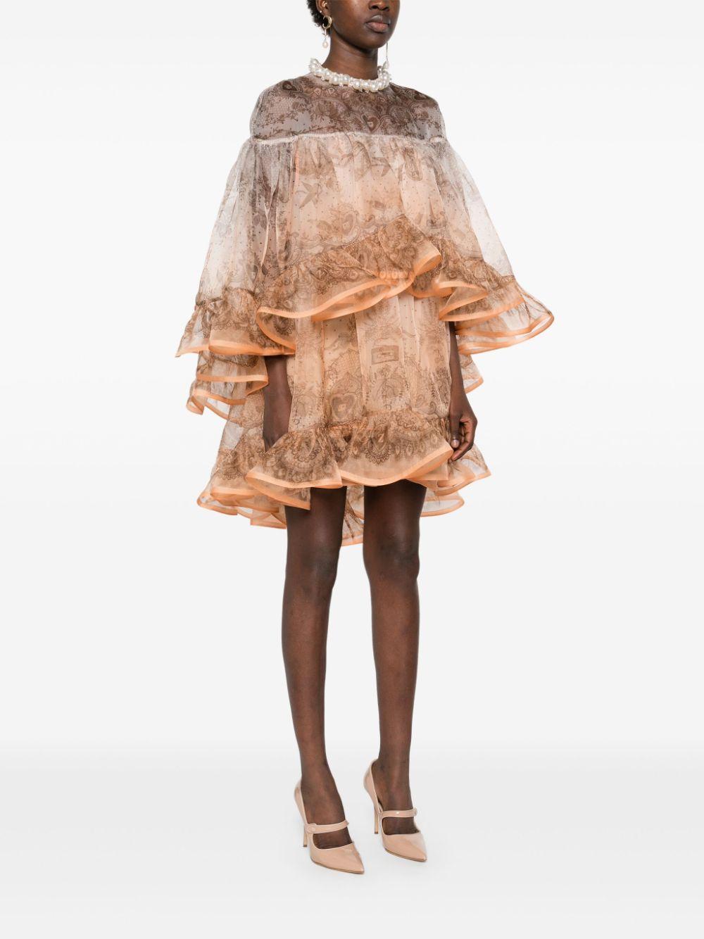 Miniabito Crush 2345DR251 PEACH LACE PRINT ZIMMERMANN