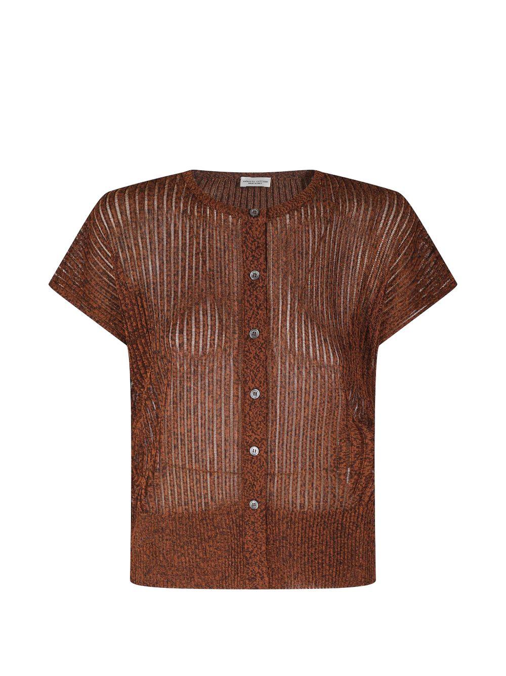 Cardigan a maniche corte a coste trasparenti 261FXA37042 55 COCCIO MORO ROBERTO COLLINA