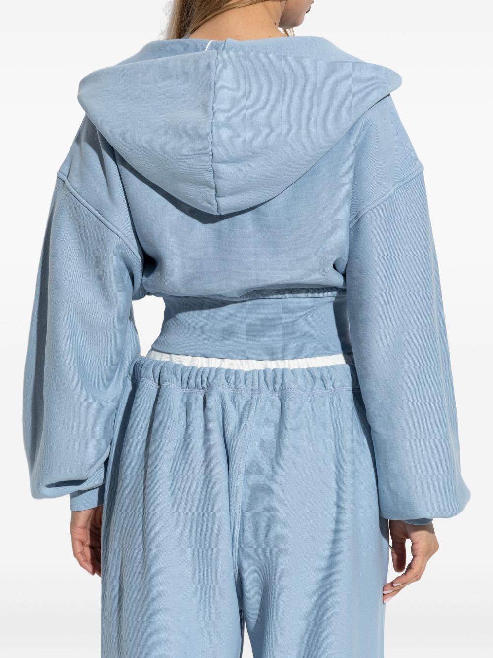 Hoodie azzurra crop con zip<BR/> 4CC1242077 458 LIGHT BLUE ALEXANDER WANG