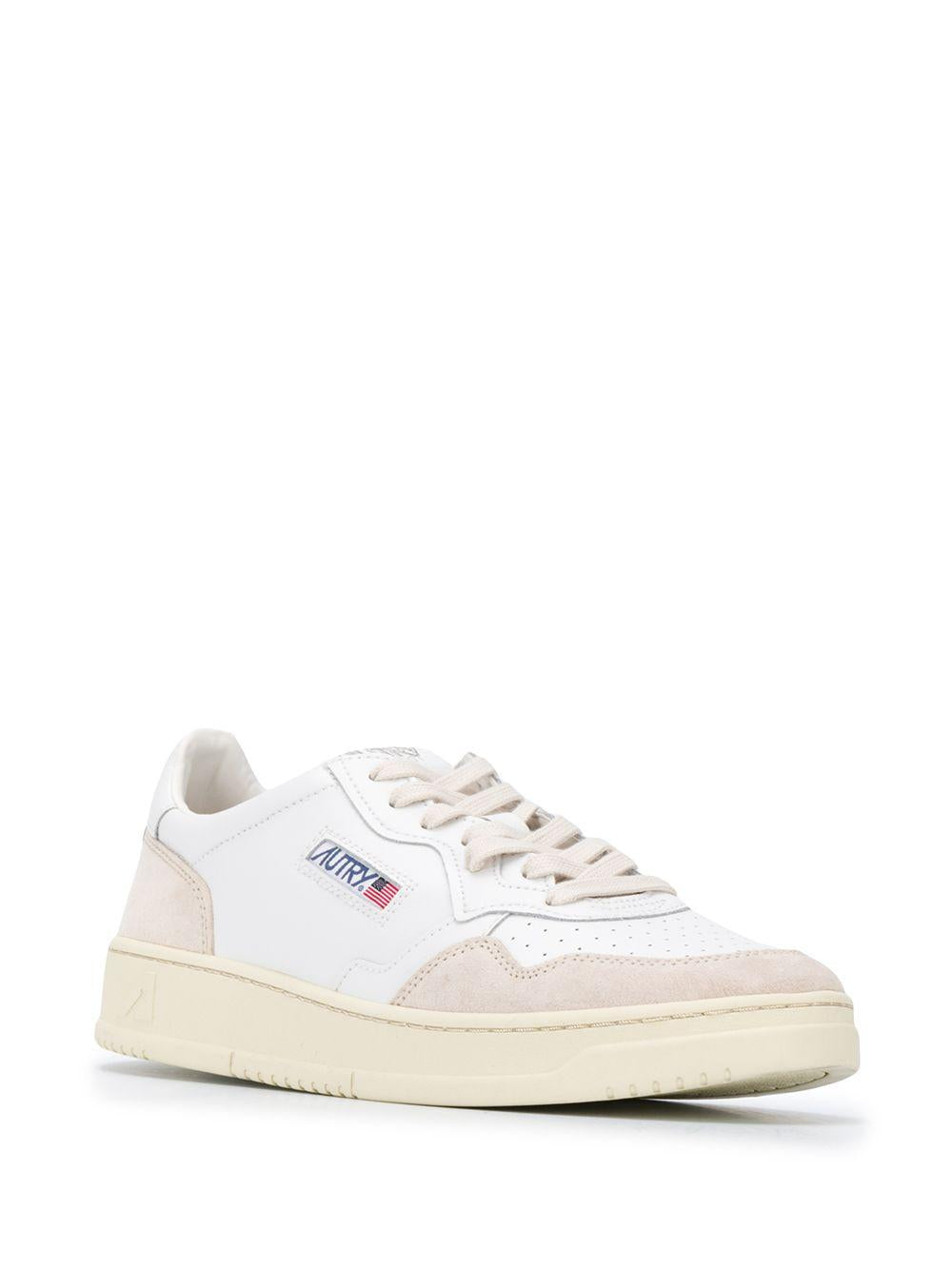 Sneakers Medalist Low in Pelle Bianca e Suede Beige AULMLS33 WHITE AUTRY