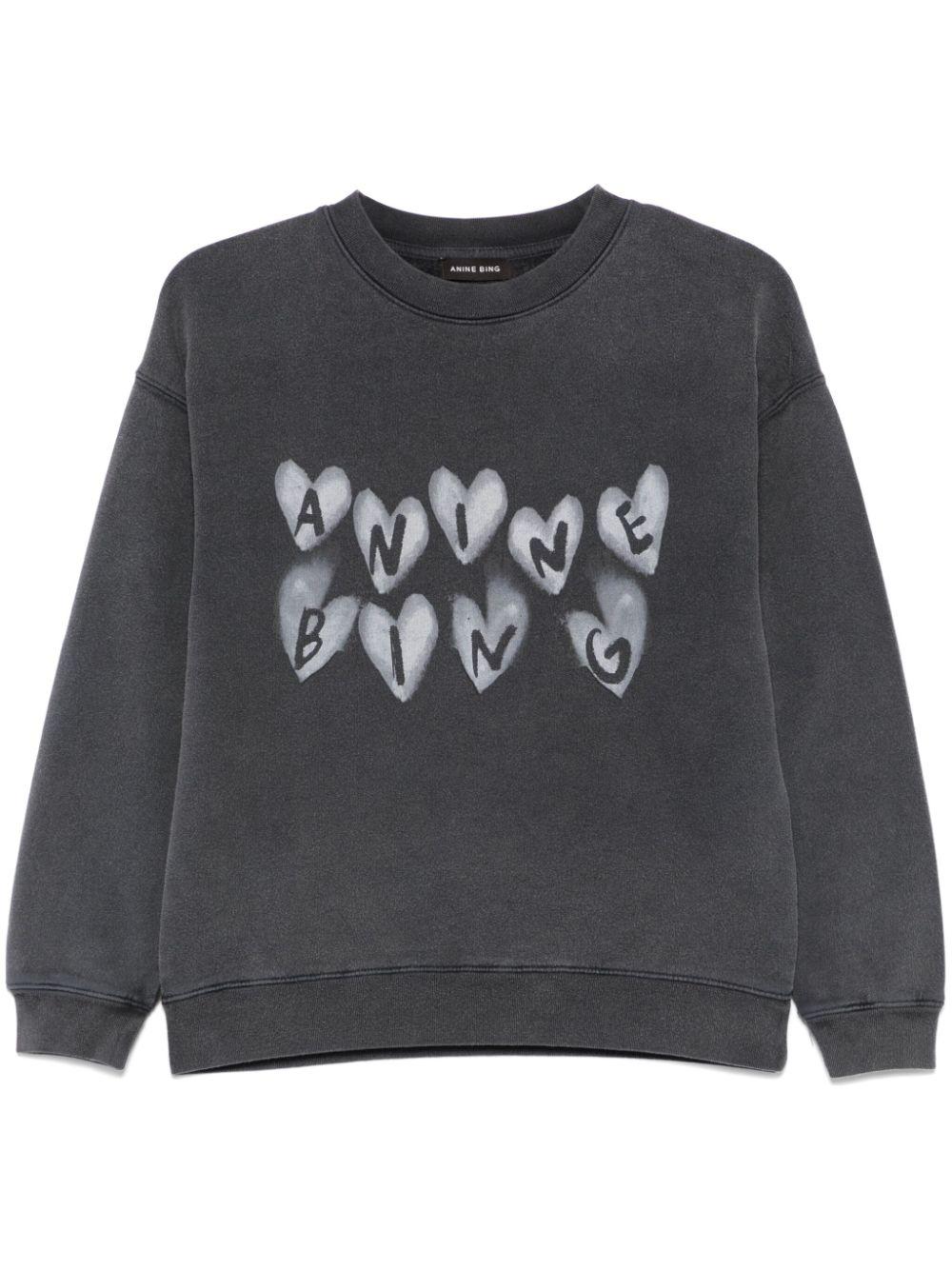 Spencer Sweatshirt Hearts - Washed Black A0810517 WBL1 WASHED BLACK ANINE BING