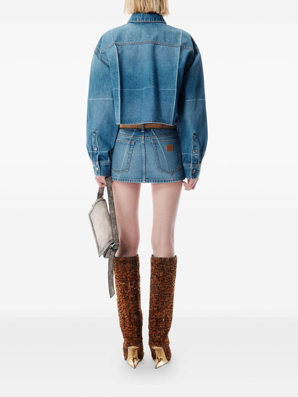 Camicia Corta in Denim Blu Marmorizzato Effetto Vintage 4DC4252913 400C VINTAGE MARBLED BLUE ALEXANDER WANG