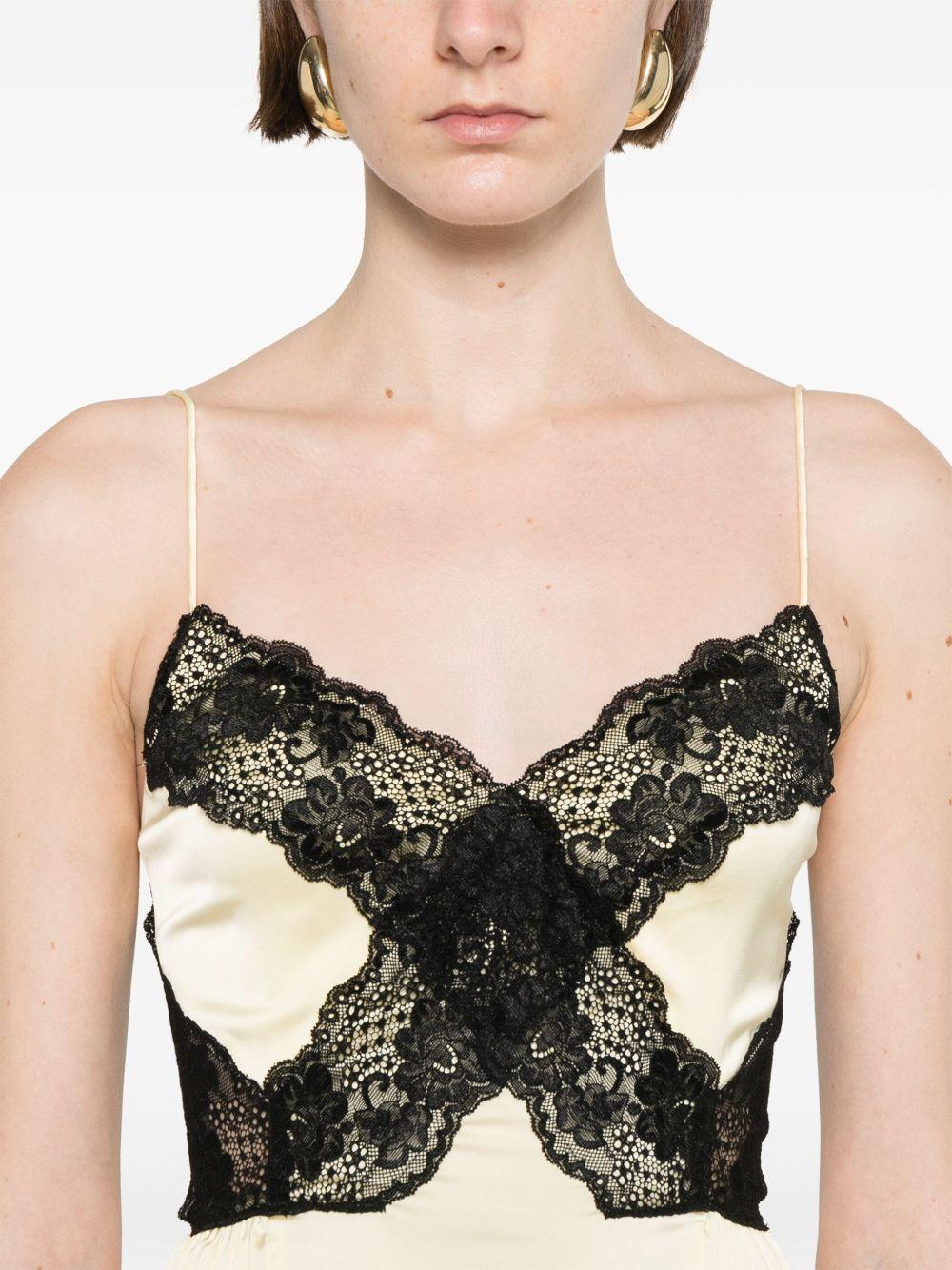 Satin lace maxi dress SS25039XY YELLOW SELF-PORTRAIT