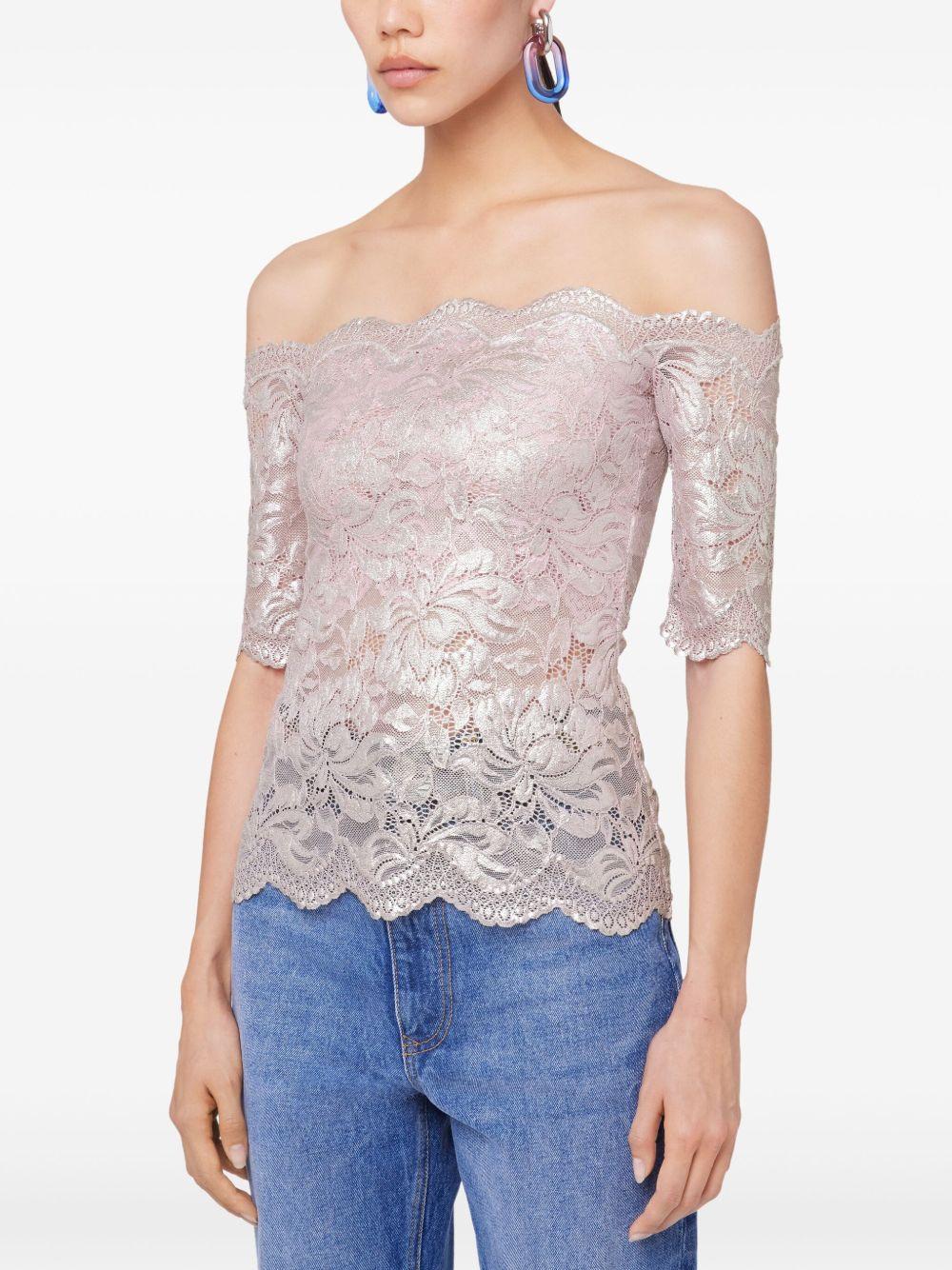 Blusa in pizzo floreale<BR/> 25EJTO097PA0244 M959 POWDER PINK SILVER RABANNE