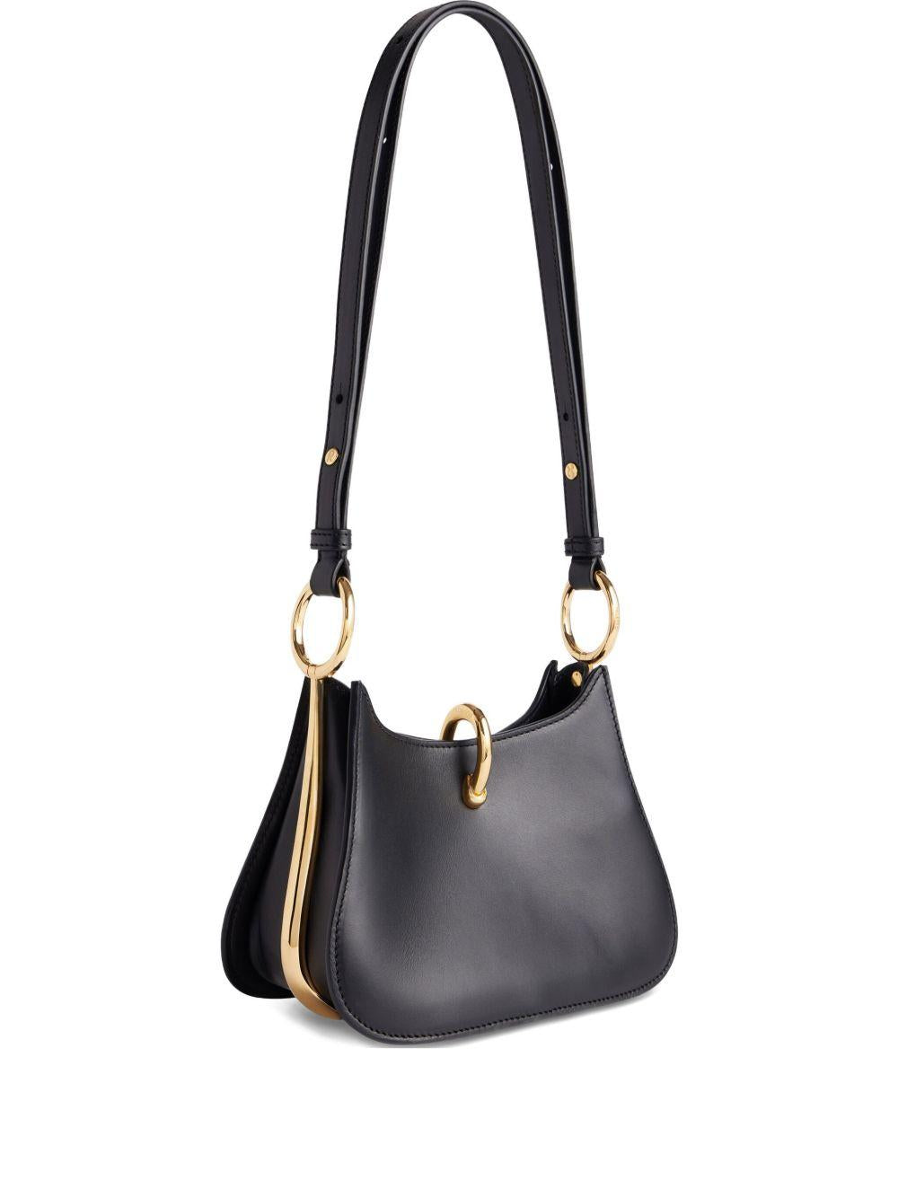 Small Ring Leather Bag 25HSS0550CLF261 M027 BLACK GOLD RABANNE