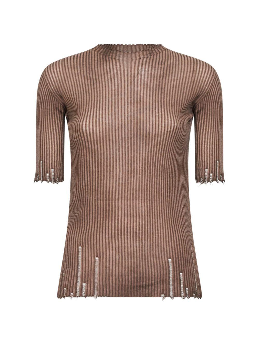 Ribbed T-Shirt UK7113 UW600 BROWN UMA WANG