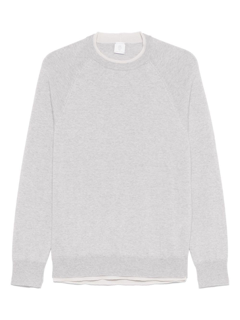 Maglione con finitura a contrasto L76MAGL79MAG0L029 13N02 GRIGIO CHIARO SABBIA ELEVENTY