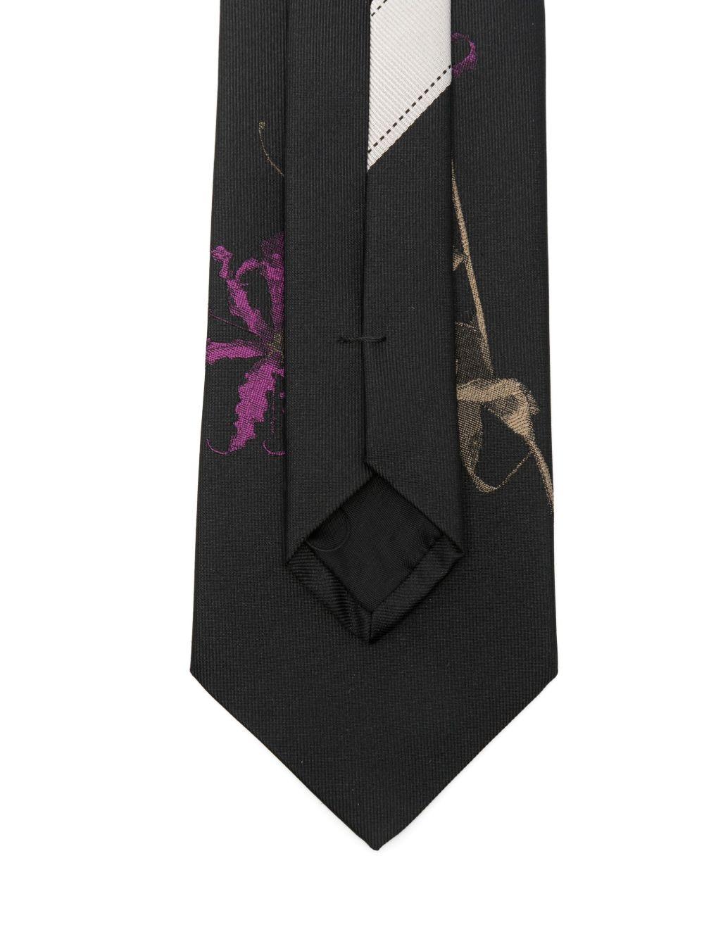 Printed Silk Tie<BR/> TIE102Q2906 304 FUCHSIA DRIES VAN NOTEN