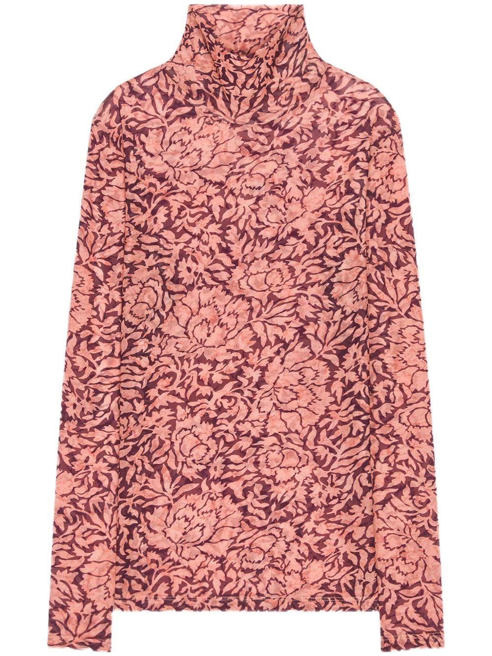 Maglia a collo alto stampata<BR/> 2510111591619 350 PEACH DRIES VAN NOTEN