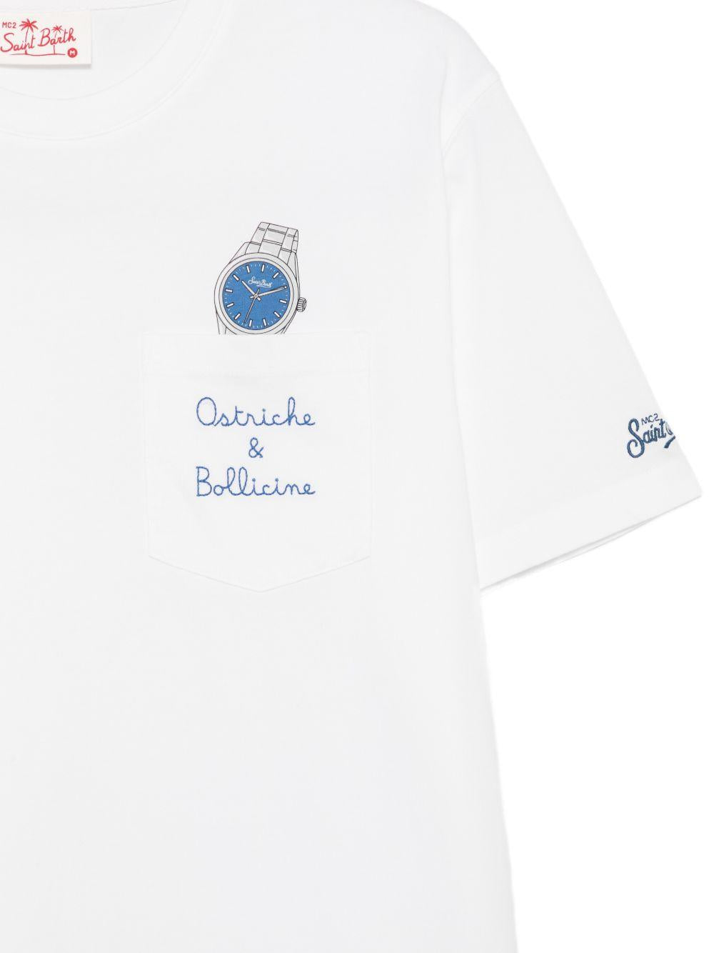 T-shirt in cotone con taschino AUS000104294L OSTRICHE BOLLICINE MC2 SAINT BARTH