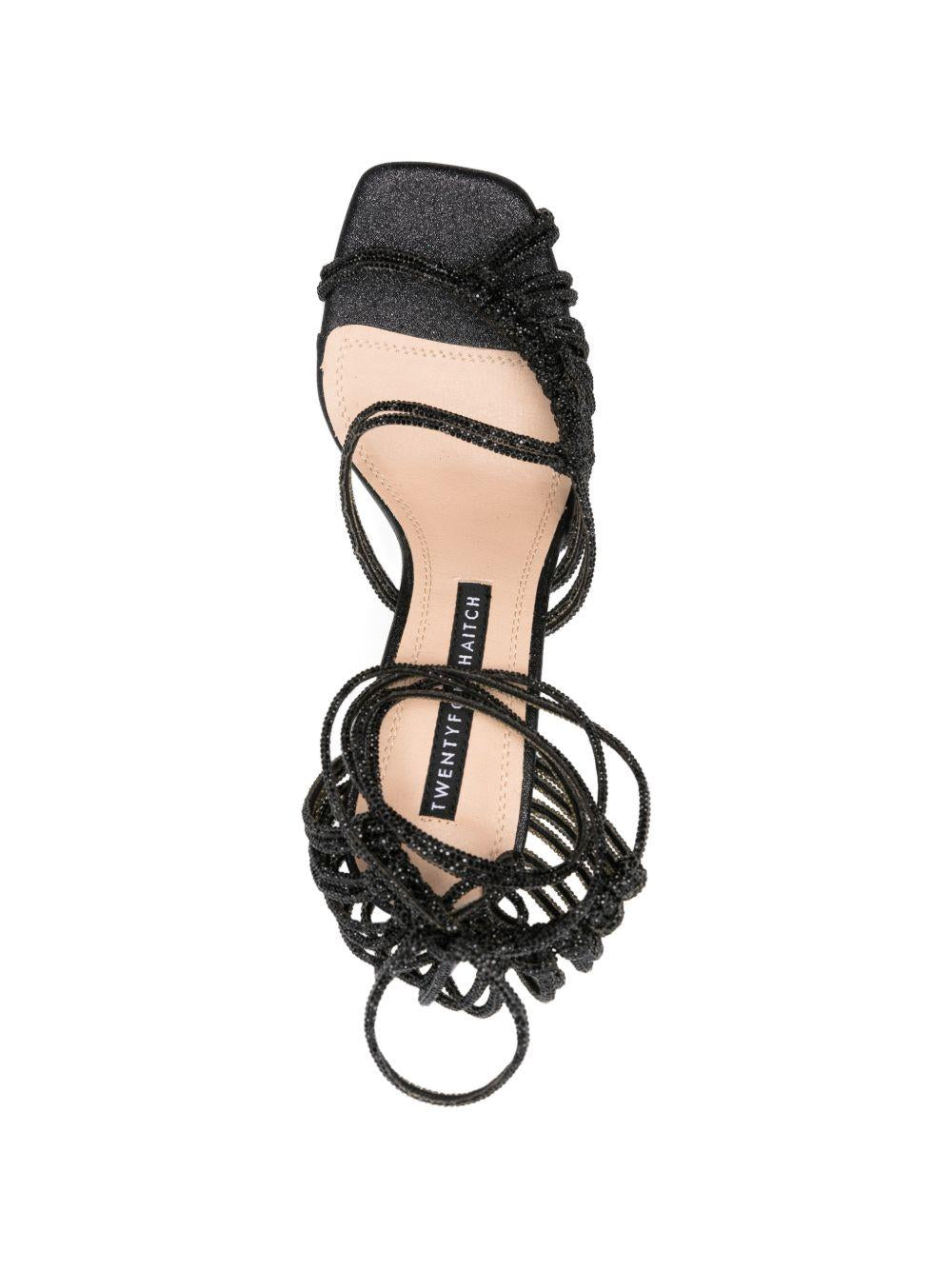 Sandali con tacco e cinturini in strass S0109NER62P NERO TWENTY FOURHAITCH
