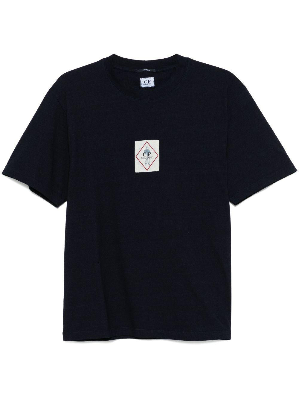 Indigo Jersey Logo T-Shirt 18CMTS187A110056W D08 DENIM NORMAL CP COMPANY