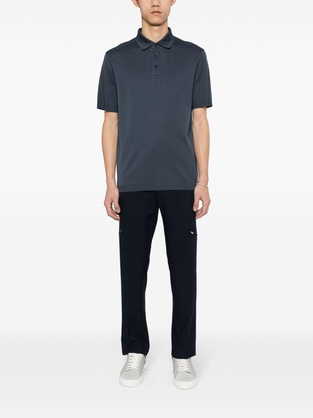 Polo in Jersey Knit Effect JPL00125U52059 9201 BLUE NAVY HERNO
