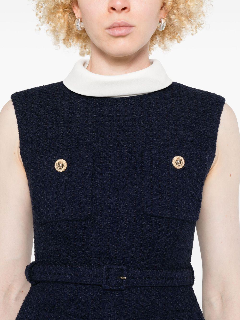 Abito midi smanicato in bouclé blu navy<BR/> PF25034MBL BLUE SELF-PORTRAIT