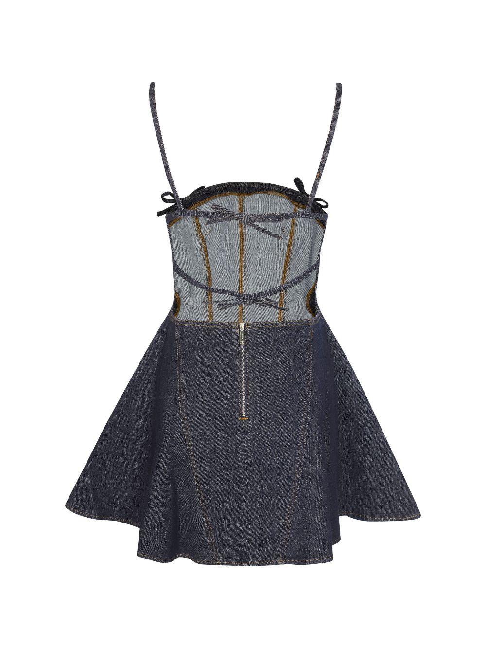 Indigo Denim Bow Mini Dress SS26802SBL INDIGO SELF-PORTRAIT