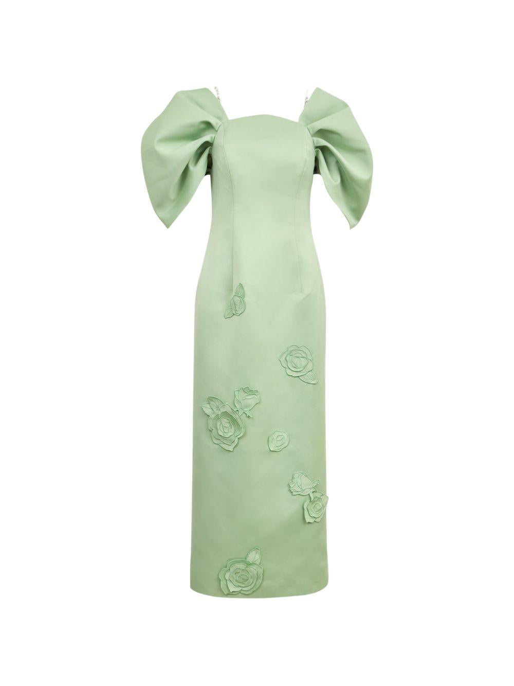 Abito Arabella con applicazione fiori LLSS260092 JUNIPER GREEN LEO LIN