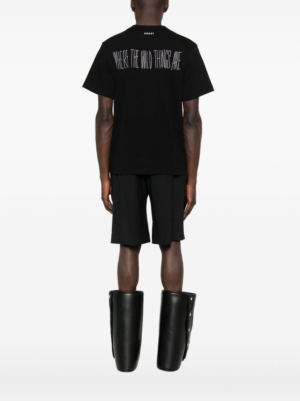 'Where The Wild Things Are' T-shirt 2501008S 001 BLACK SACAI