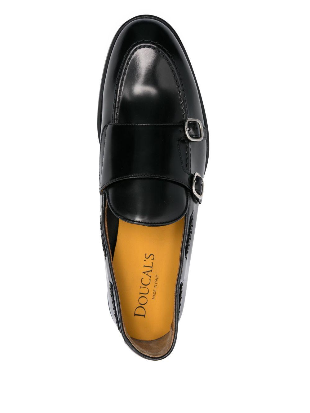 Mocassini in pelle nera con doppia fibia DU2617ORVNUY007NN00 NERO DOUCAL`S