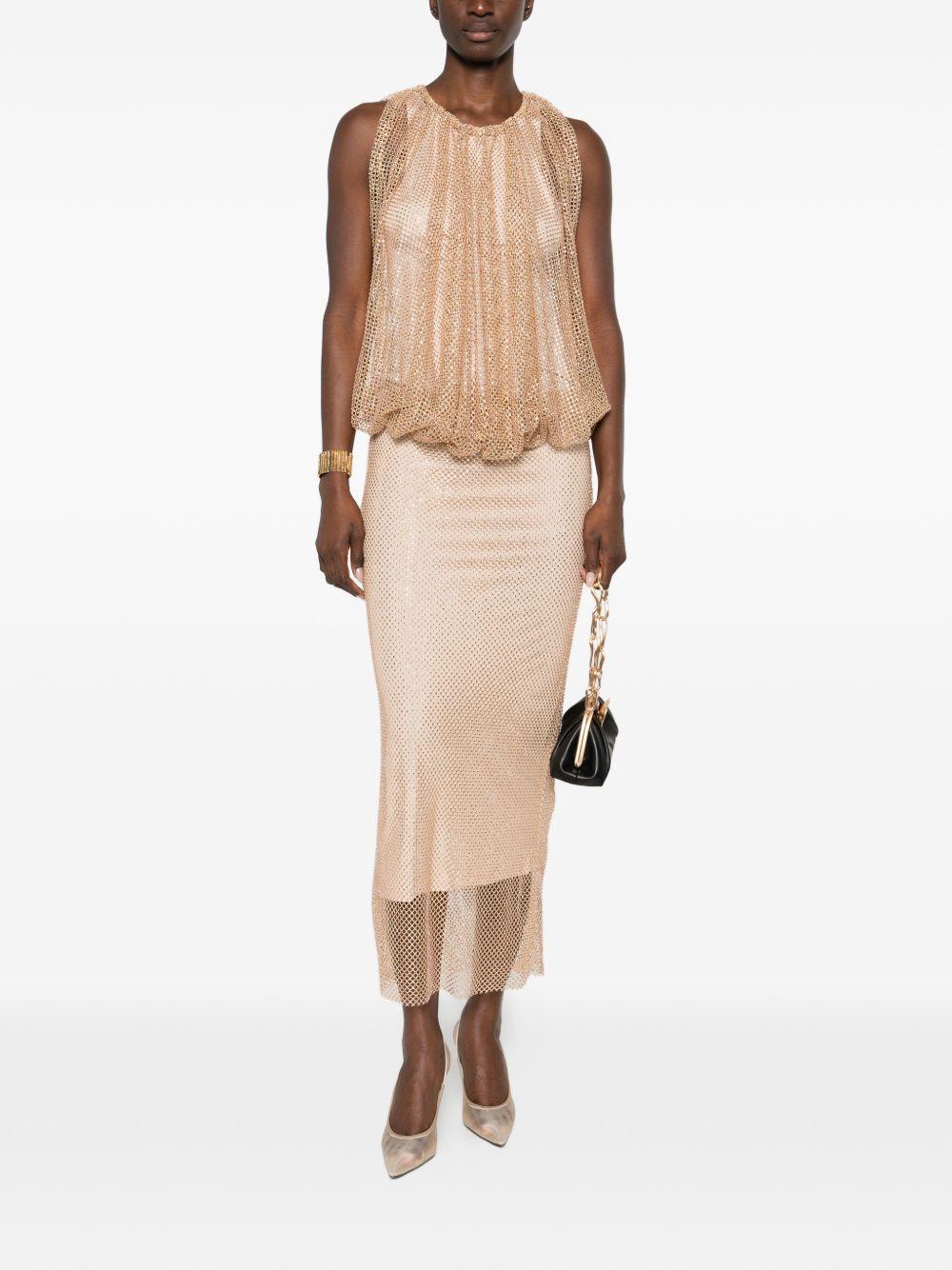 Abito in rete con cristalli SPXPAPPA 003 CAMMELLO SPORTMAX