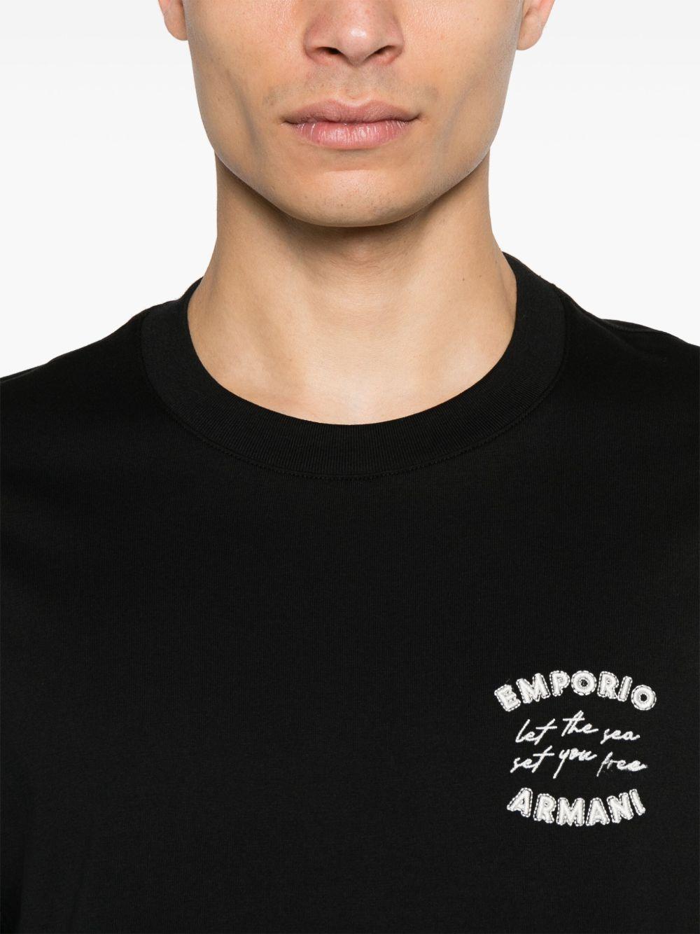 T-shirt con logo ricamato<BR/><BR/> EM000827AF12926 UC001 EMPORIO ARMANI