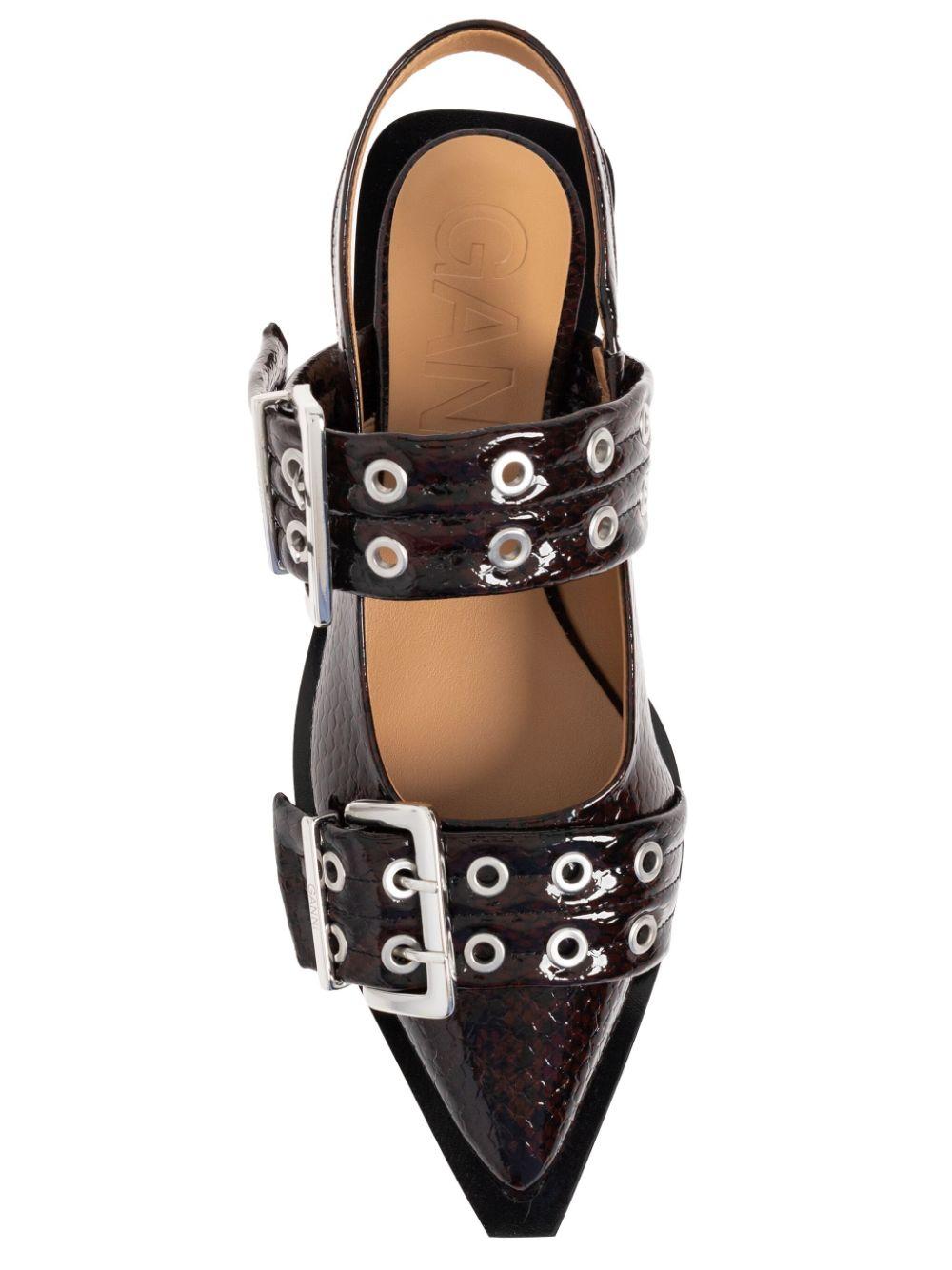 Snake Burgundy Feminine Buckle Ballerinas S2951 34 DARK BURGUNDY GANNI