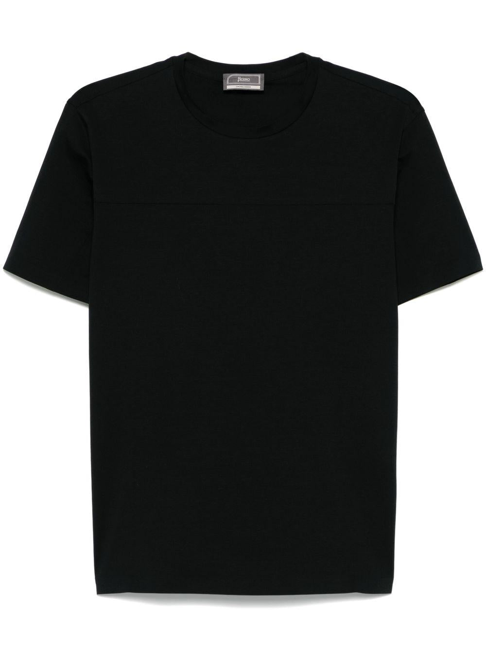T-shirt in superfine cotton stretch JG000237U52003 9300 Nero HERNO