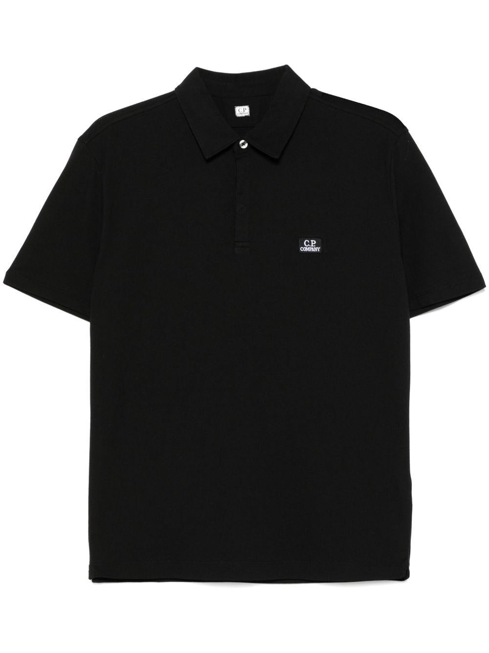 Strech Piquet Three-button Logo Polo 18CMPL165A005263W 999 BLACK CP COMPANY