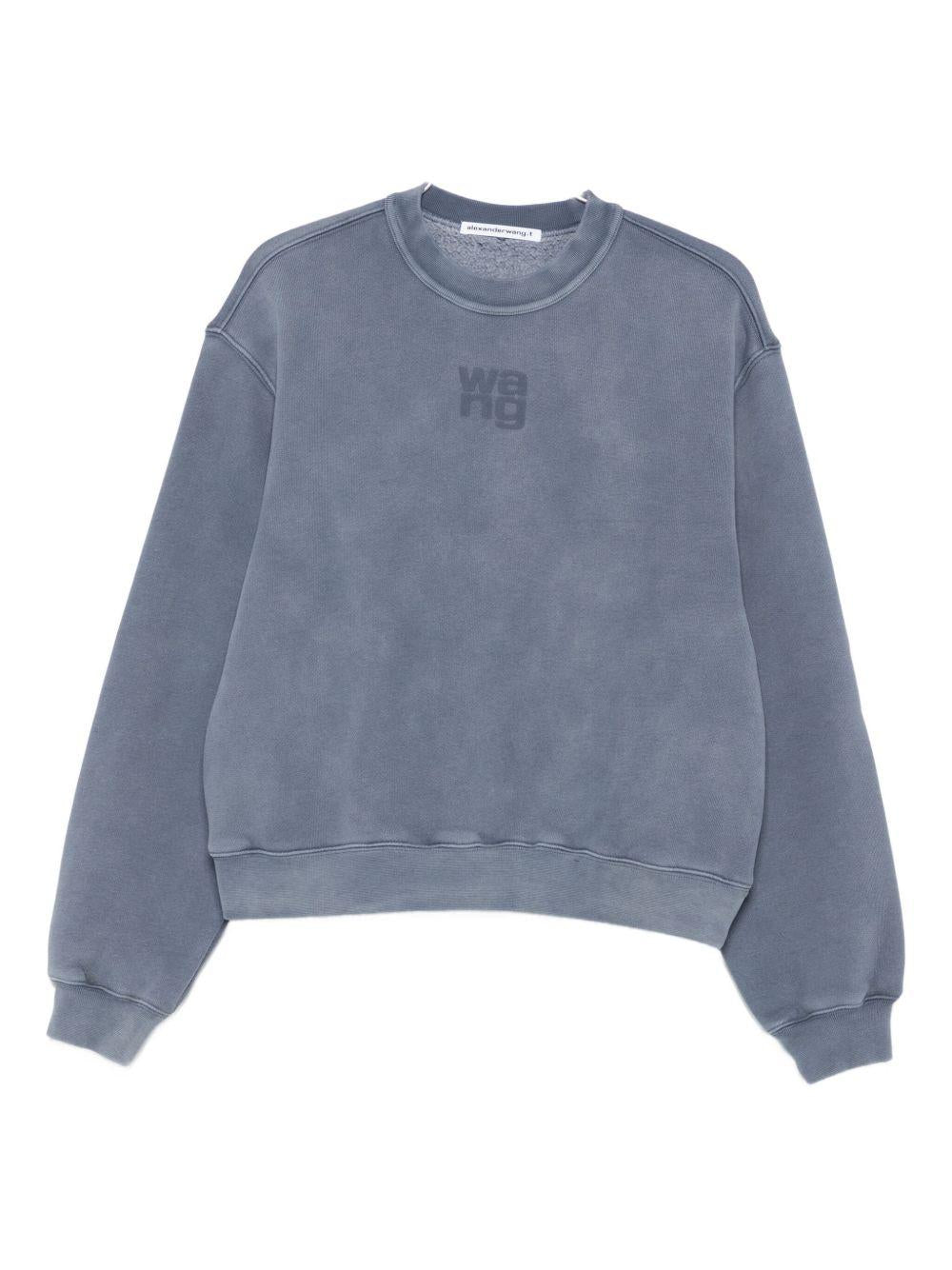 Felpa con logo in rilievo<BR/> 4CC3241518 402D WASHED BLUE INK ALEXANDER WANG