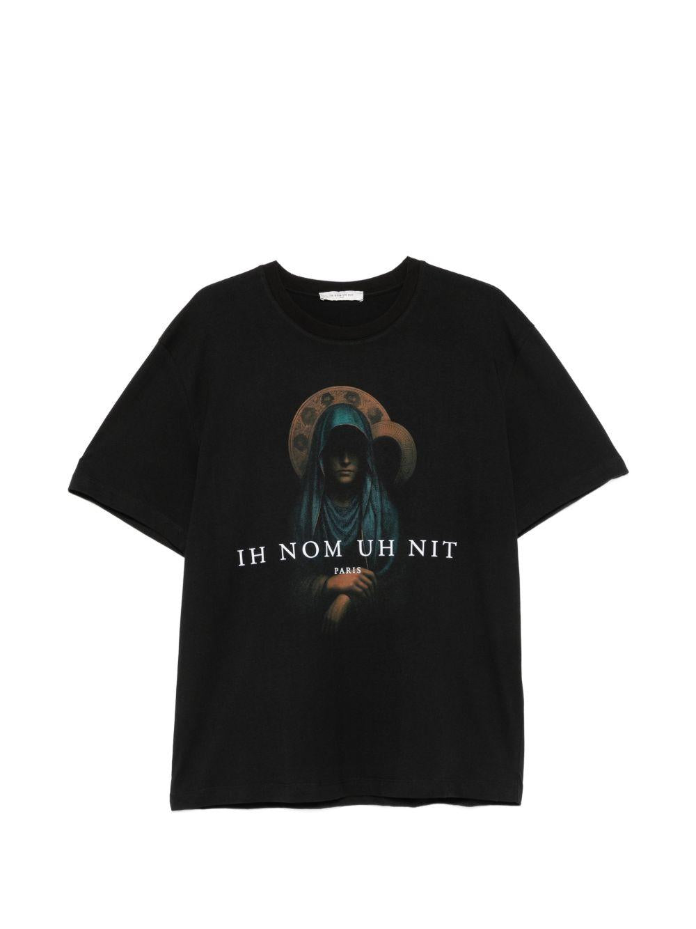 IH NOM UH NIT - T-shirt Holy Mary Print NUS26206 003 BLACK IH NOM UH NIT