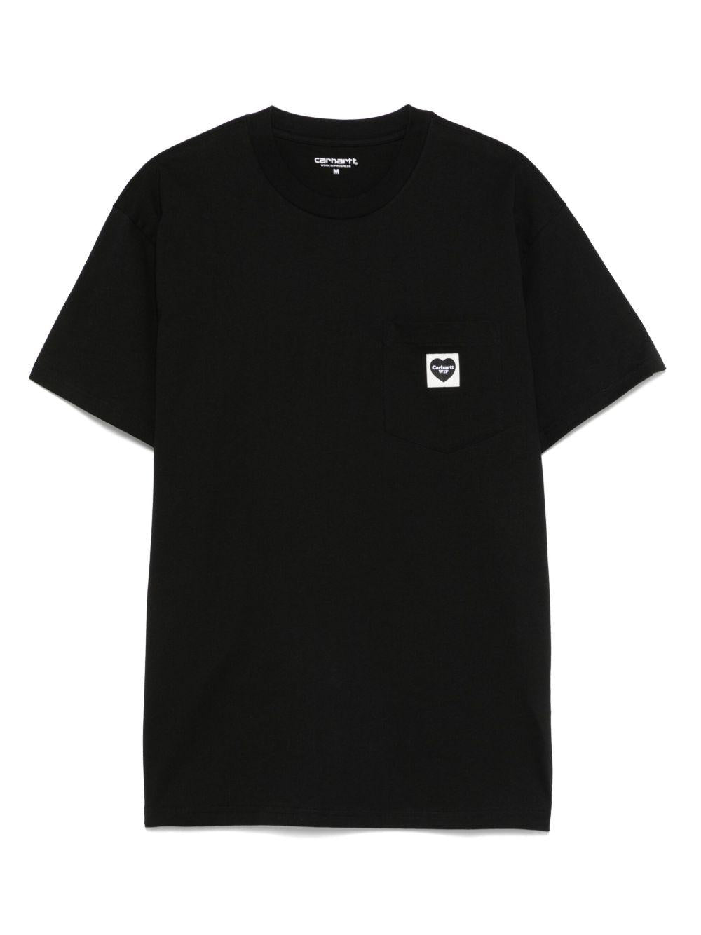 T-Shirt S/S Pocket Heart I032128 1V2XX BLACK RED CARHARTT WIP