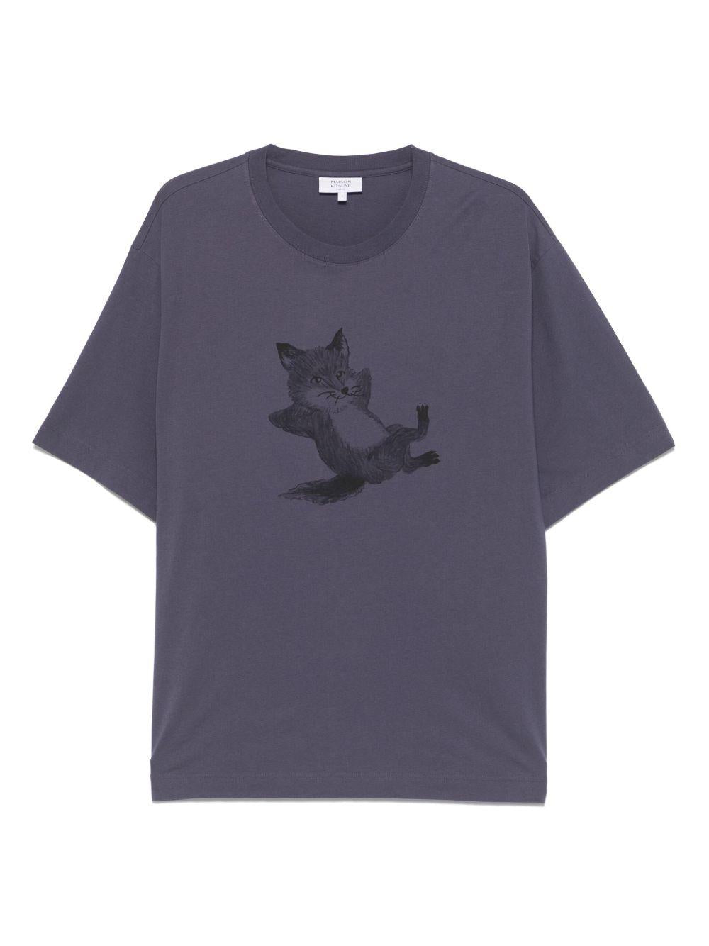 T-shirt con stampa Chillax OM00108KJ0008 FIG 0120 MAISON KITSUNE
