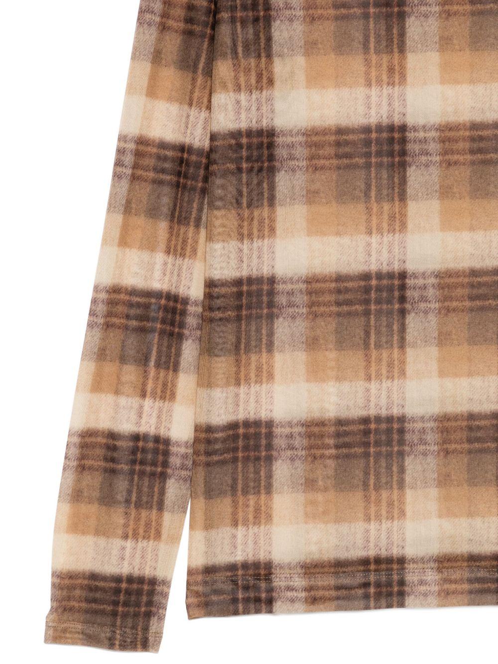 Checked Crewneck Top HORWICKPR2621 712 TAN DRIES VAN NOTEN